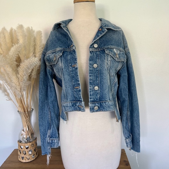 ALL SAINTS Denim cropped jacket - Picture 1 of 8